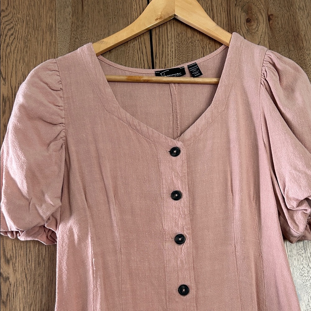 Pink Button-Down Mini Dress - Picture 2 of 5